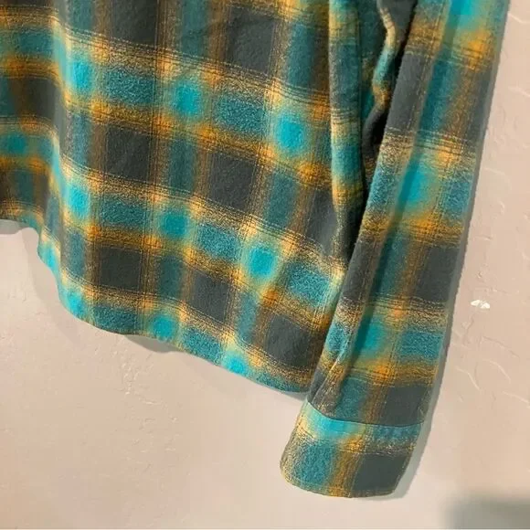 Fayettechill Teal and Orange Plaid 100% Cotton Flannel Shirt Women's Size M - Picture 10 of 12